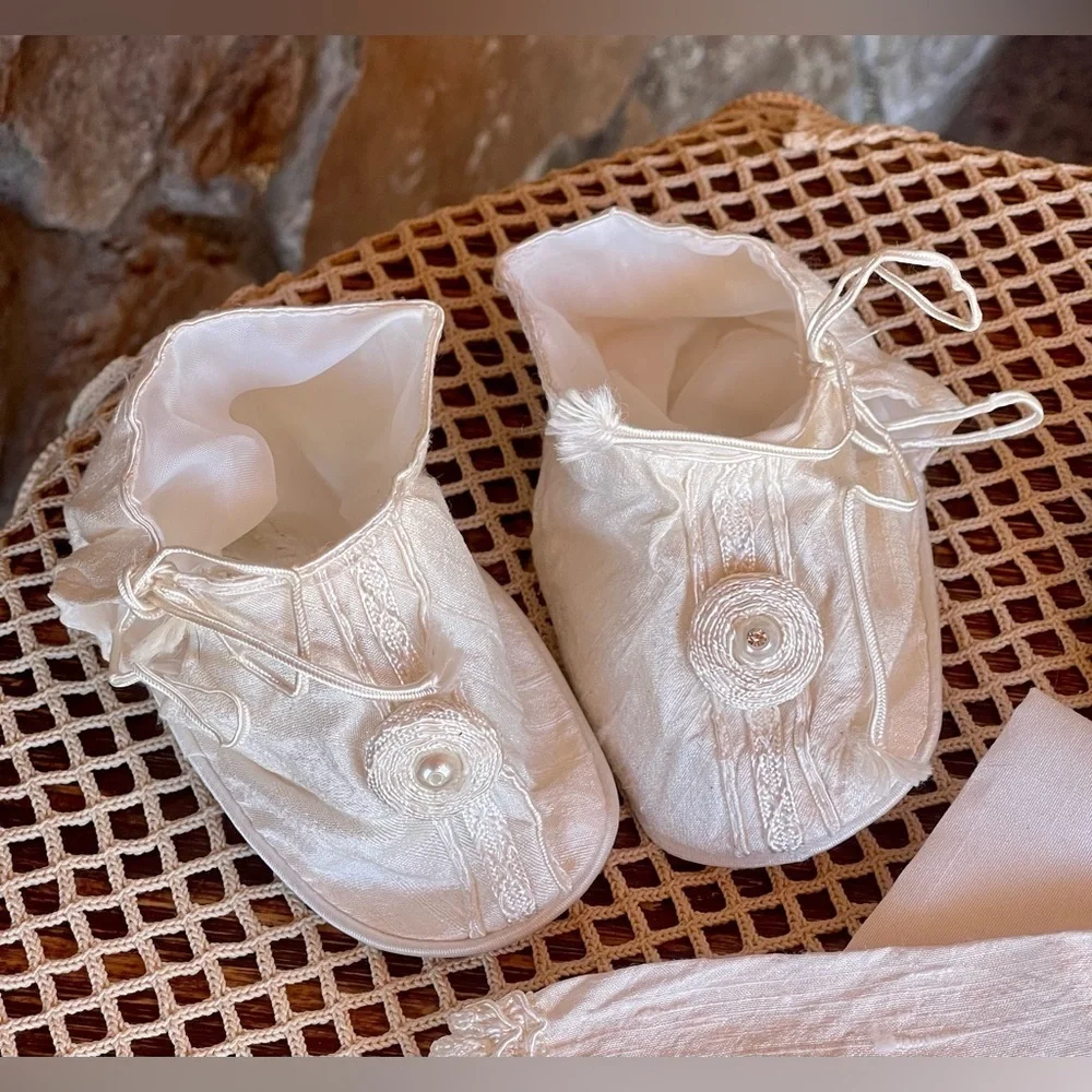 Silk Baby Boy Convertible Heirloom Gown Romper Set 12–18M Formal Linen Revival